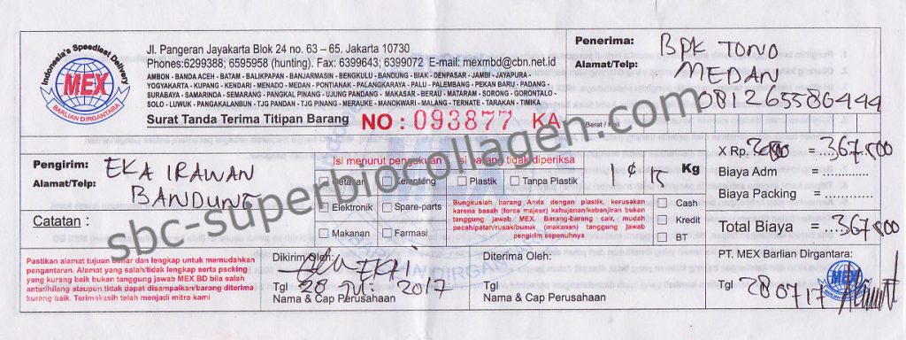 Bukti Pengiriman 12 liter SuperBioCollagen